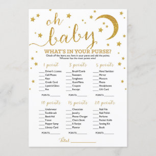 Invitation Star Gold Parties scintillant What's In Your Purse