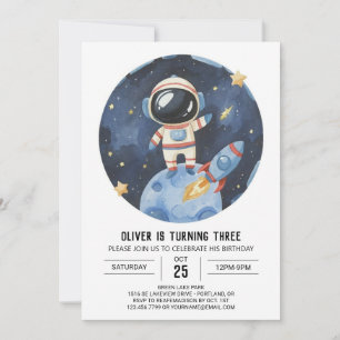 Invitation Star moderne Astronaut cosmique garçon Anniversair