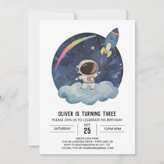 Invitation Star moderne Printemps des astronautes (Devant)