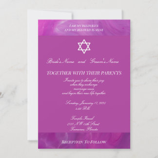 Invitation Star Of David - Arrière - plan violet Mariage juif