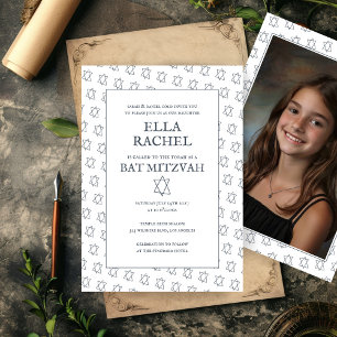 Invitation Star of David B'nai Bat Bar Mitzvah Photo personna