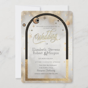 Invitation Star Or Celeste Soleil et Moon Galaxy Mariage