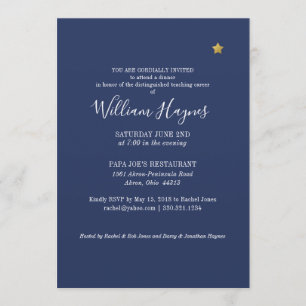 Invitation Star Retirement Party Gold Blue