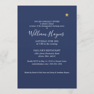 Invitation Star Retirement Party Gold Blue