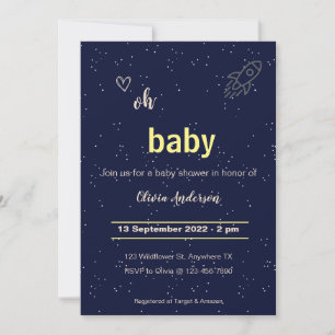 Invitation Star Rocket sort de ce Baby shower mondial