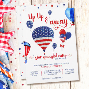Invitation Star Spangled Cutie Up and Away Baby shower
