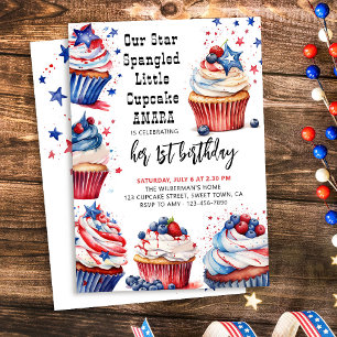 Invitation Star Spangled Little Cupcake N'importe quel Annive