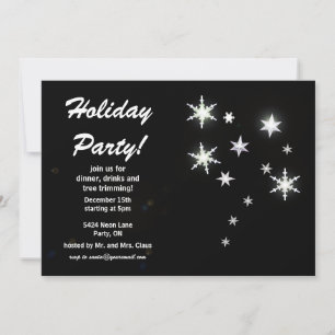Invitation Star Sparkle Black Holiday Party