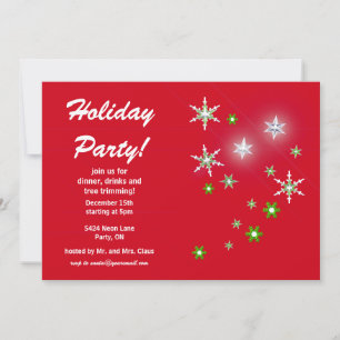 Invitation Star Sparkle Red Holiday Party