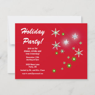 Invitation Star Sparkle Red Holiday Party