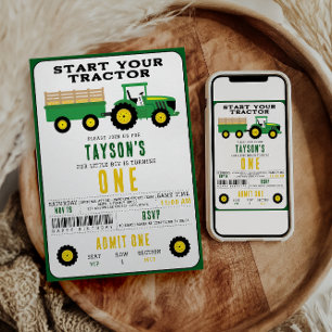 Invitation Star Your Tracteur 1er anniversaire   Thème de la 