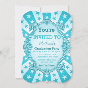 Invitation Starburst Et Points Aqua Bleu Vert Clair