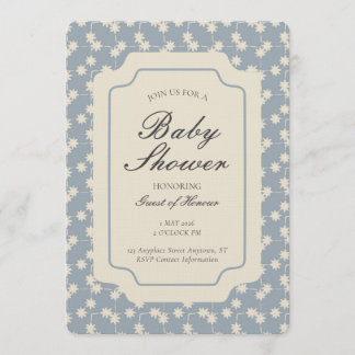 Invitation Starburst Geometric Gender Neutral Blue Beige