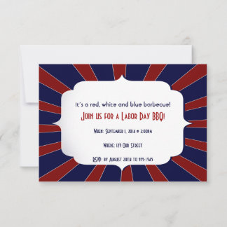 Invitation Starburst patriotique Rouge Blanc et Bleu Fête du