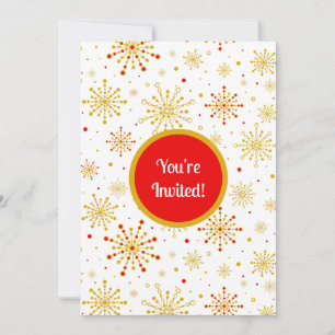 Invitation Starburst rétro atomique mi-siècle Mood Rouge & Or