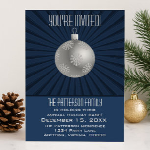 Invitation Starburst Stripes Ornement Fête Fête Bleu foncé