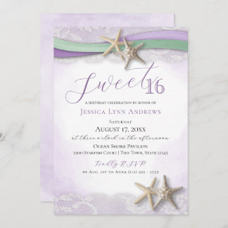 Invitation Starfish and Lace Sweet 16