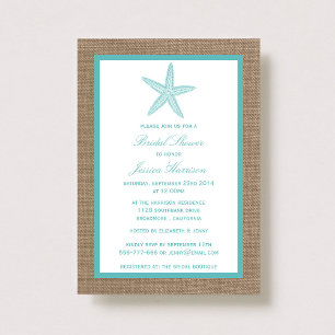 Invitation Starfish Beach Burlap Fête des mariées Turquoise