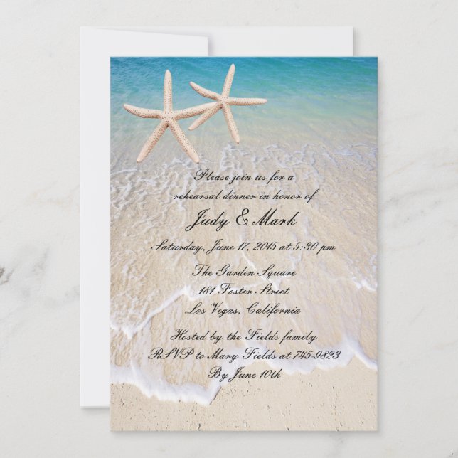 Invitation Starfish Beach Répétition de mariage Dîner Invitat (Devant)