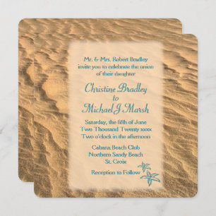 Invitation Starfish Beach Turquoise et Mariage de sable