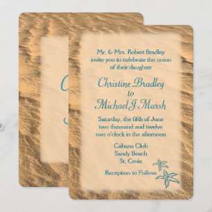 Invitation Starfish Beach Turquoise et Mariage de sable