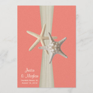 Invitation Starfish Beach Wedding Coral Shell