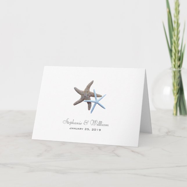 Invitation Starfish Couple Folded Wedding Invite Cards (Devant)