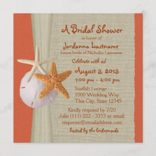 Invitation Starfish et Burlap Look Fête des mariées