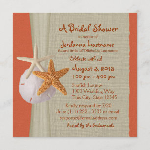 Invitation Starfish et Burlap Look Fête des mariées