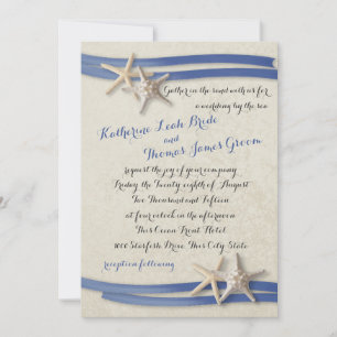 Invitation Starfish et Ribbon Blue