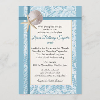 Invitation Starfish et Sand Dollar Bat mitzvah Océan