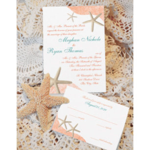 Invitation Starfish Mariage Orange tropical