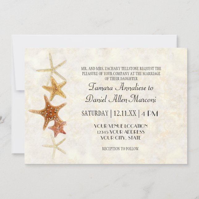 Invitation Starfish Nautilus Scallop Sea Shell Motif moderne (Devant)