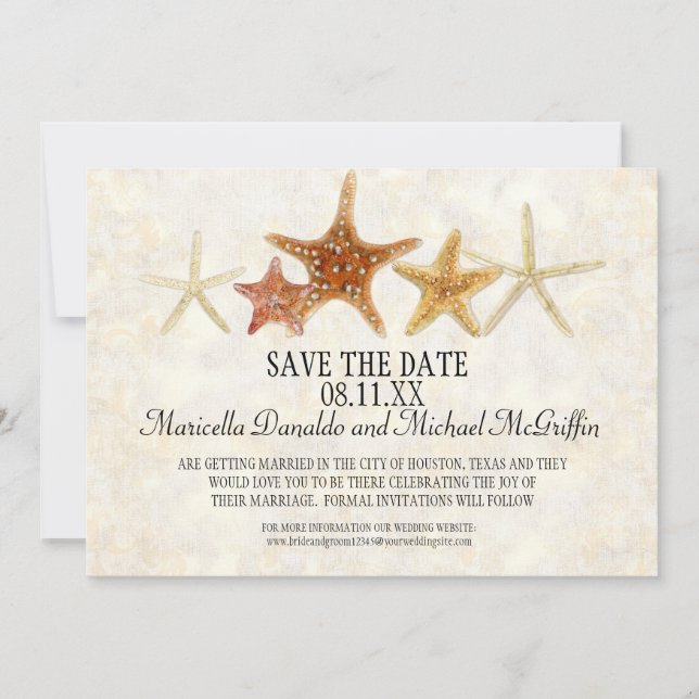 Invitation Starfish Nautilus Scallop Sea Shell Motif moderne (Devant)