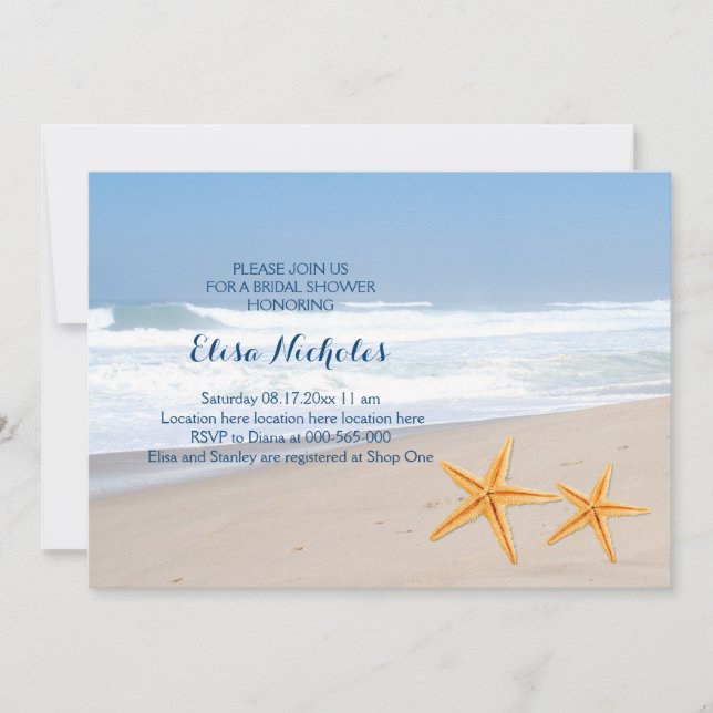 Invitation Starfish paire bord de mer mariage douche (Devant)