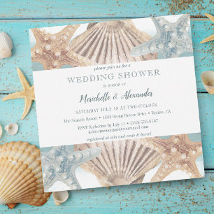 Invitation Starfish Seashell Beach Couples Wedding shower