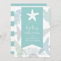 Starfish & Seashells Baby shower bleu turquoise