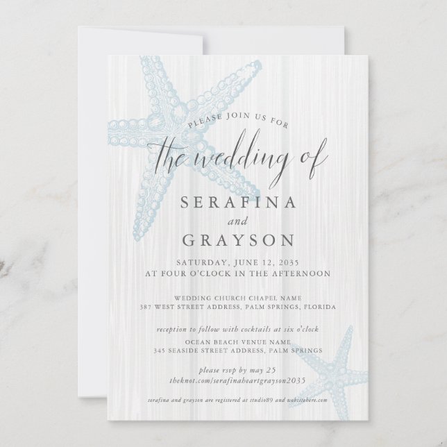 Invitation Starfish Tropical Rustic Beach Mariage Tout en un (Devant)