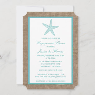 Invitation Starfish Turquoise Burlap Beach Fiançailles douche