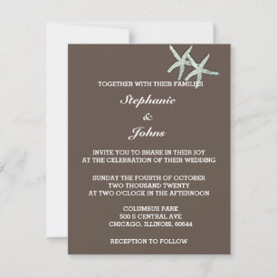 Invitation Starfish White Dark Chocolat Brown Mariage