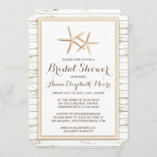 Invitation Starfish Whitewashed Wood Beach Fête des mariées