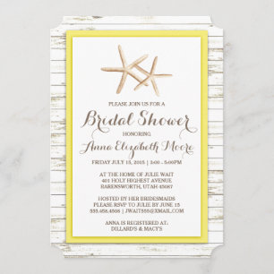 Invitation Starfish Whitewashed Wood Beach Fête des mariées