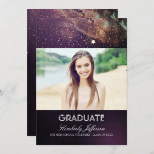 Invitation Starry Night and Shooting Star Photo Graduation