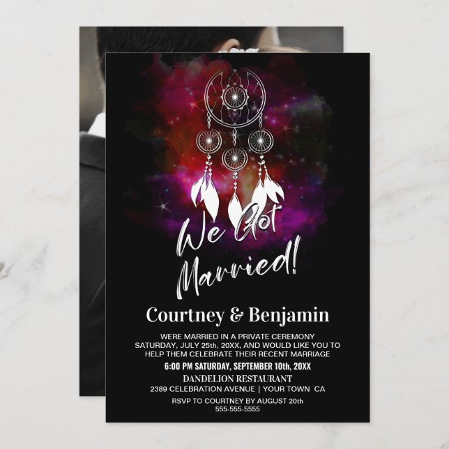 Invitation Starry Night Dream Catcher Réception de mariage Ph (Devant / Derrière)