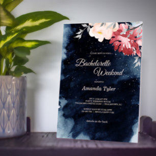 Invitation Starry Night Floral Bachelorette Weekend