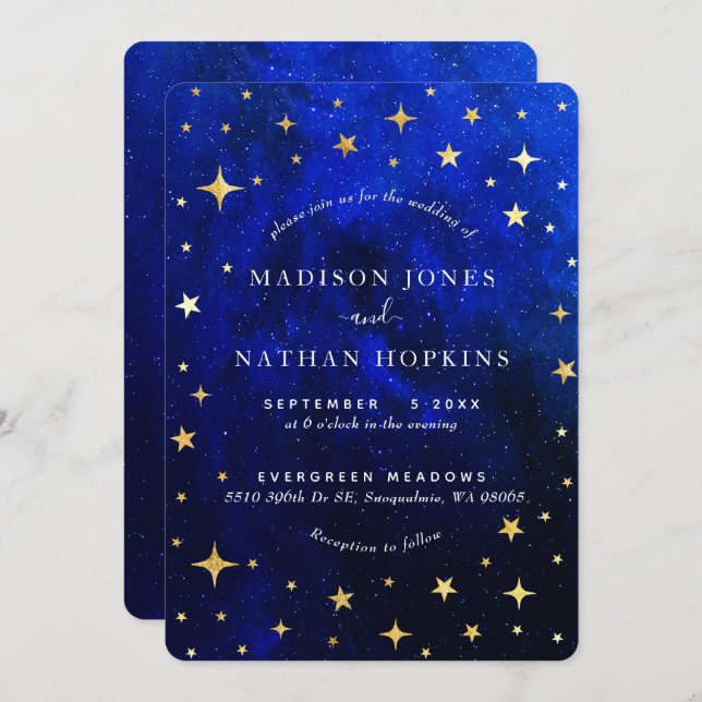 Invitation Starry Night Galaxy Mariage (Devant / Derrière)