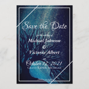 Invitation Starry Night Galaxy Tree Save the Date Mariage