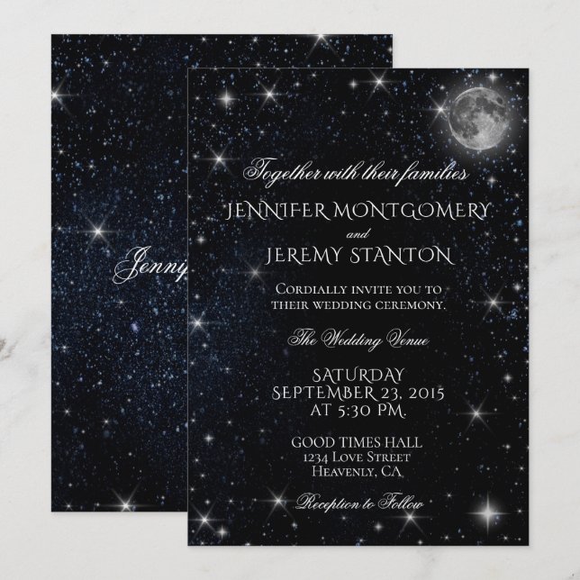 Invitation Starry Night Moon (Devant / Derrière)