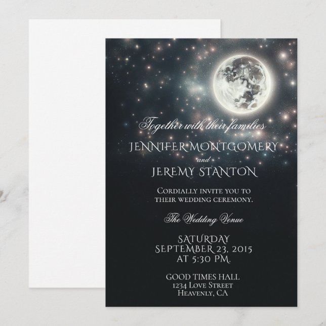 Invitation Starry Night Moon (Devant / Derrière)