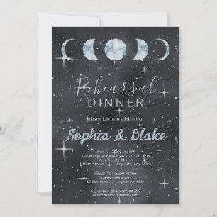 Invitation Starry Night Moon Phases Zodiac Repétition Dîner